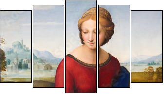 Madonna of the Meadow by Raphael (1505) - Five-piece canvas, Pentaptych