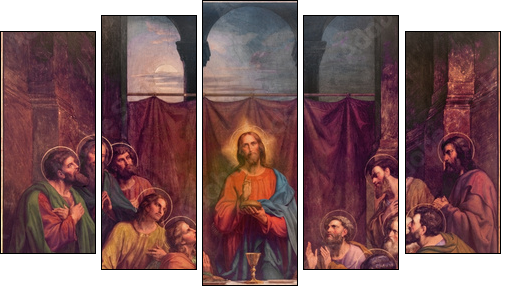 Vienna - Fresco of  Last suppe in Altlerchenfelder church - Five-piece canvas, Pentaptych