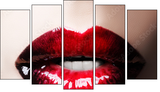 Passionate red lips - Five-piece canvas, Pentaptych
