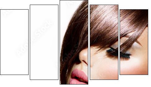 Hairstyle. Beauty Model Girl Portrait with Perfect Makeup - Five-piece canvas, Pentaptych