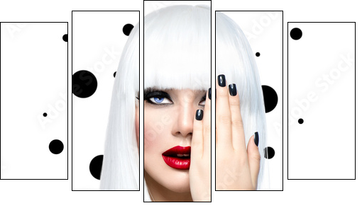 Fashion Beauty Model Girl. Punk Style Woman isolated on White - Five-piece canvas, Pentaptych