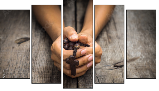 Person Praying - Five-piece canvas, Pentaptych
