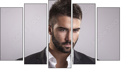 Elegant young handsome man. Studio fashion portrait. - Five-piece canvas, Pentaptych