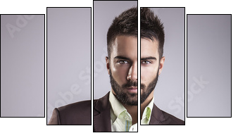 Elegant young handsome man. Studio fashion portrait. - Five-piece canvas, Pentaptych