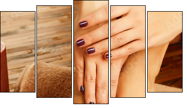 female feet at spa salon on pedicure procedure - Five-piece canvas, Pentaptych
