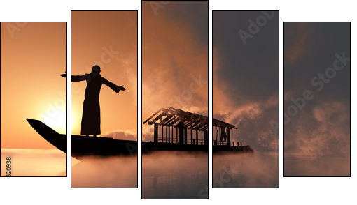 The priest. - Five-piece canvas, Pentaptych