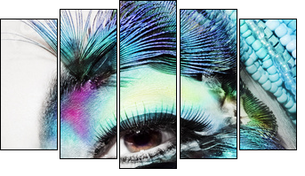 Beautiful woman face with perfect make up - Five-piece canvas, Pentaptych