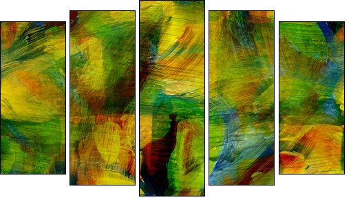 seamless cubism green, yellow abstract art Picasso texture water - Five-piece canvas, Pentaptych