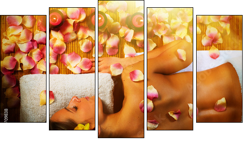 Beautiful woman having massage. - Five-piece canvas, Pentaptych