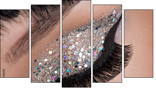 Woman eye with fashion makeup - Five-piece canvas, Pentaptych