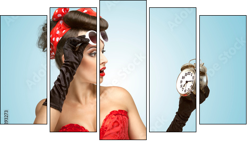 Glamourous clockwork. - Five-piece canvas, Pentaptych