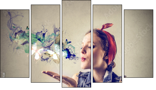 Wonderful Kiss - Five-piece canvas, Pentaptych