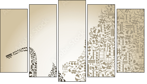 Saxophone5 - Five-piece canvas, Pentaptych