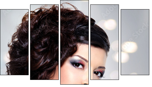 Young beautiful woman with modern hairstyle - Five-piece canvas, Pentaptych
