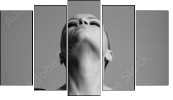 nude elegant girl with the gloves. Studio fashion photo. - Five-piece canvas, Pentaptych