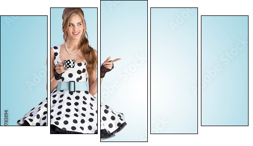 It is teatime. - Five-piece canvas, Pentaptych