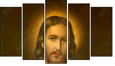 typical catholic image of heart of Jesus Christ - Five-piece canvas, Pentaptych