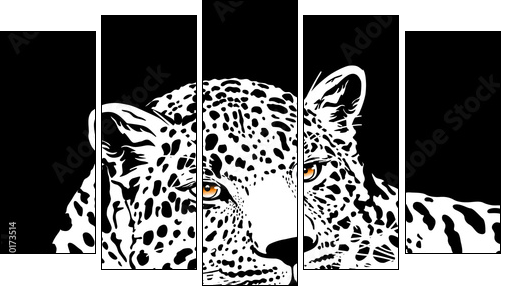 leopard with gold eyes - Five-piece canvas, Pentaptych