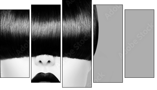 High Fashion Black and White Model Girl Portrait - Five-piece canvas, Pentaptych