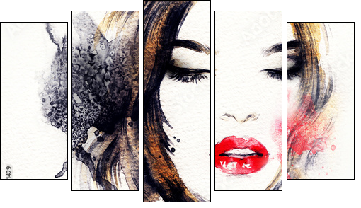 abstract  woman portrait - Five-piece canvas, Pentaptych