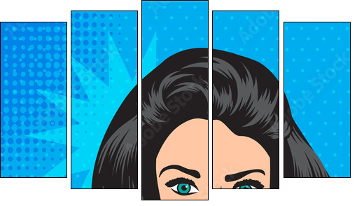 cute retro woman in comics style - Five-piece canvas, Pentaptych
