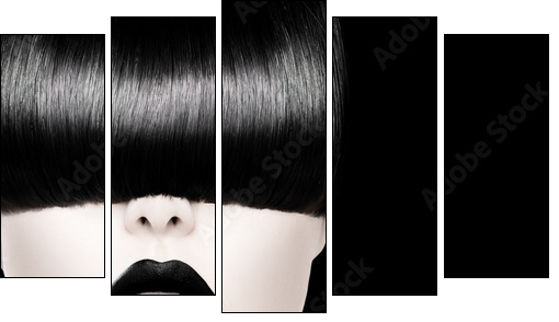 High Fashion Black and White Model Girl Portrait - Five-piece canvas, Pentaptych