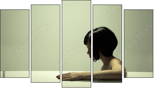 Fine art portrait of elegant girl. Studio photo. Beautiful woman - Five-piece canvas, Pentaptych
