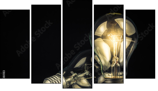 Light bulbs - Five-piece canvas, Pentaptych