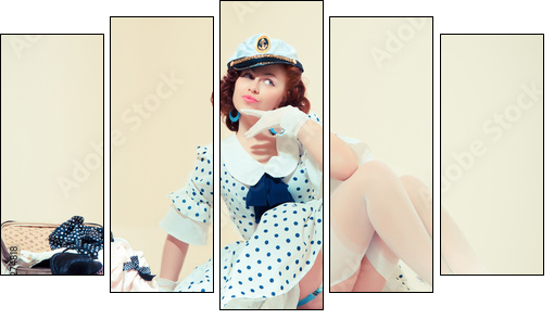 Pin-up girl. American style - Five-piece canvas, Pentaptych