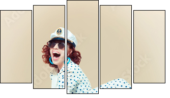 Pin-up girl. American style - Five-piece canvas, Pentaptych