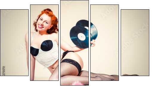 Pin-up girl. American style - Five-piece canvas, Pentaptych