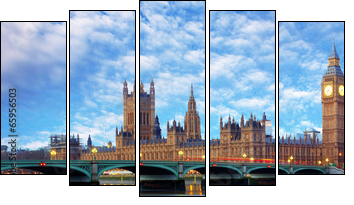 London panorama - Big ben, UK - Five-piece canvas, Pentaptych