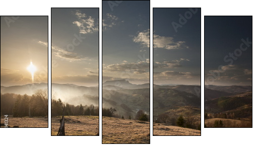 Majestic sunset - Five-piece canvas, Pentaptych