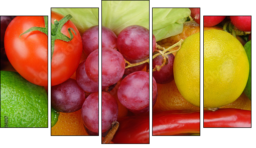 bright background  of vegetables and fruits - Five-piece canvas, Pentaptych