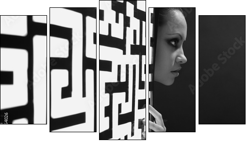 The girl and a shone pattern - Five-piece canvas, Pentaptych