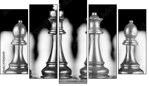 Four chess piece - Five-piece canvas, Pentaptych