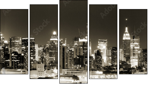 Manhattan West side at night - Five-piece canvas, Pentaptych