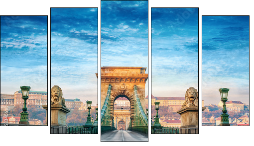 Chain bridge Budapest Hungary - Five-piece canvas, Pentaptych