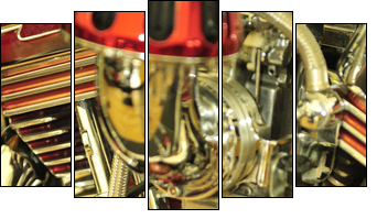 Ultra clean bike's motor - Five-piece canvas, Pentaptych