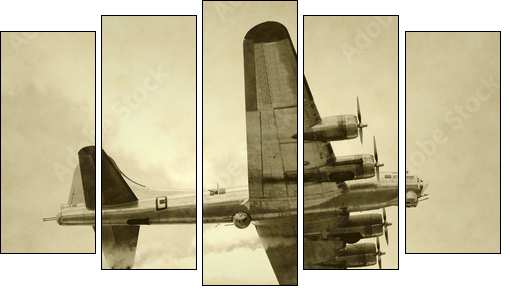 World War II era American bomber - Five-piece canvas, Pentaptych