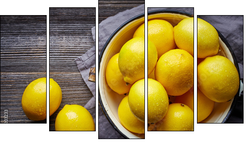 fresh wet lemons - Five-piece canvas, Pentaptych