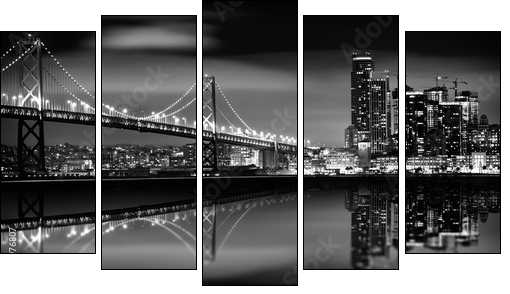 The San Francisco Bay - Five-piece canvas, Pentaptych
