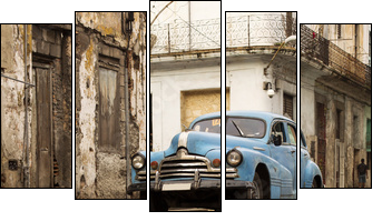Old car on the street of Havana, Cuba - Five-piece canvas, Pentaptych