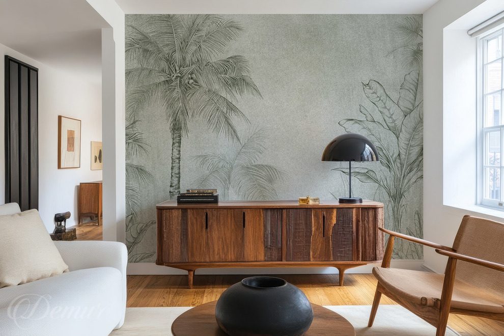 Jemna-tropicka-skica-v-prostredi-obyvaciho-pokoje-do-obyvaciho-pokoje-fototapety-demur