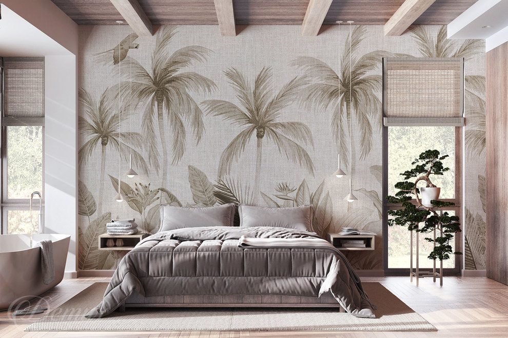Tropicka-elegance-v-tlumenych-tonech-do-loznice-fototapety-demur