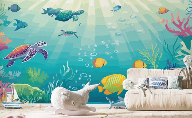 Podmorske-dobrodruzstvi-s-morskymi-zviraty-pro-deti-fototapety-demur