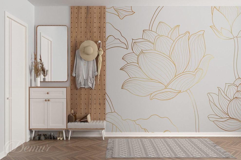 Zlate-linie-lotosu-do-obyvaciho-pokoje-fototapety-demur
