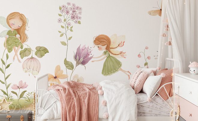 Kouzelna-zahrada-s-vilami-a-kvetinami-pokoj-devciny-fototapety-demur