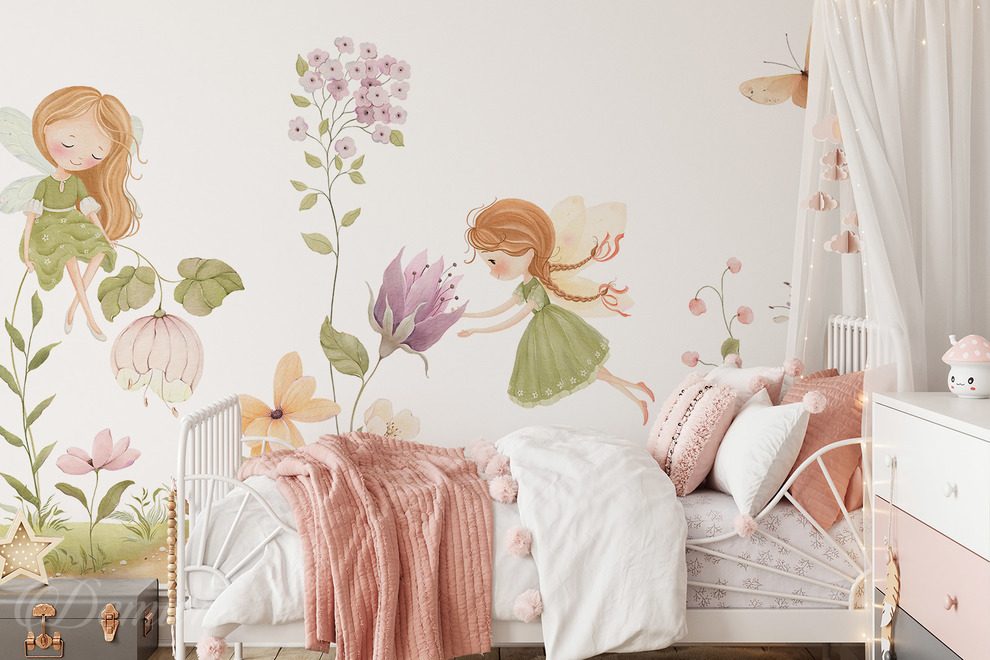 Kouzelna-zahrada-s-vilami-a-kvetinami-pokoj-devciny-fototapety-demur